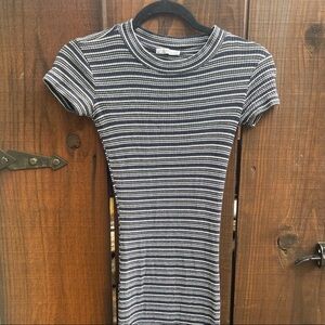 Zara Navy Stripe Knit Midi Dress